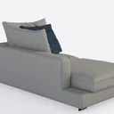 Minimalist Fabric L-shaped Chaise Lounge Sofa 3D Model Right 45 Degree View