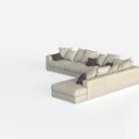 Minimalist Linen Fabric L Shaped Sectional Sofa 3D Model Left 45 Degree View