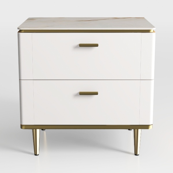 Wooden Side Table, Nightstand with 2 Drawers