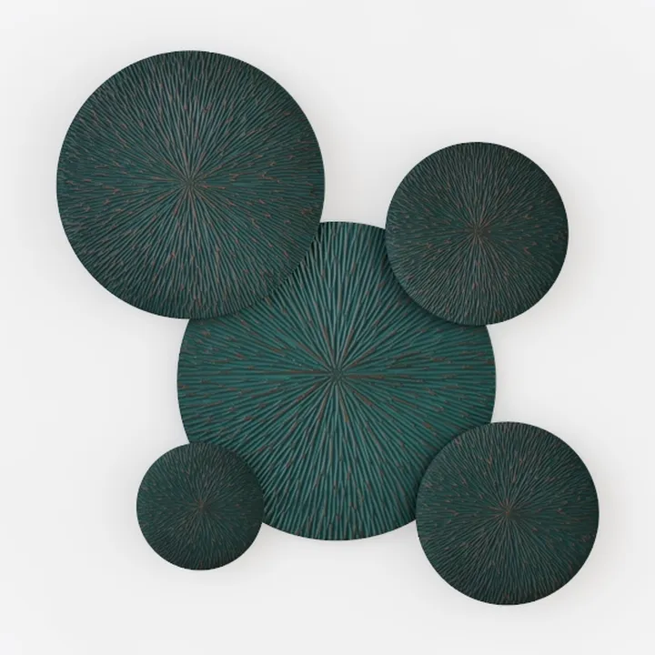 Minimalist Teal Textured Round Wall Art Decor 3D Model