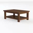 Minimalist Solid Wood Coffee Table With Lower Storage Shelf 3D Model Left 45 Degree View