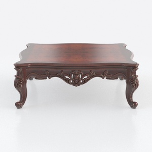 Vintage Carved Solid Wood Coffee Table 3D Model
