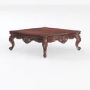 Vintage Carved Solid Wood Coffee Table 3D Model Left 45 Degree View