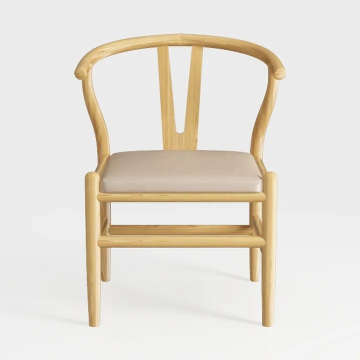 Natural Wood Dining Chair, Replica of Wishbone