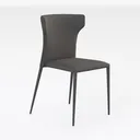 Minimalist Gray Leather Dining Chair 3D Model Right 45 Degree View