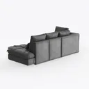 Modern Minimalist Black Leather Sectional Sofa with Chaise Lounge 3D Model Right 45 Degree View