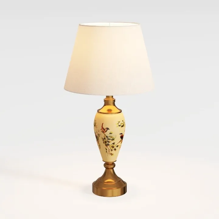 Modern American Ceramic Table Lamp Hand-Painted