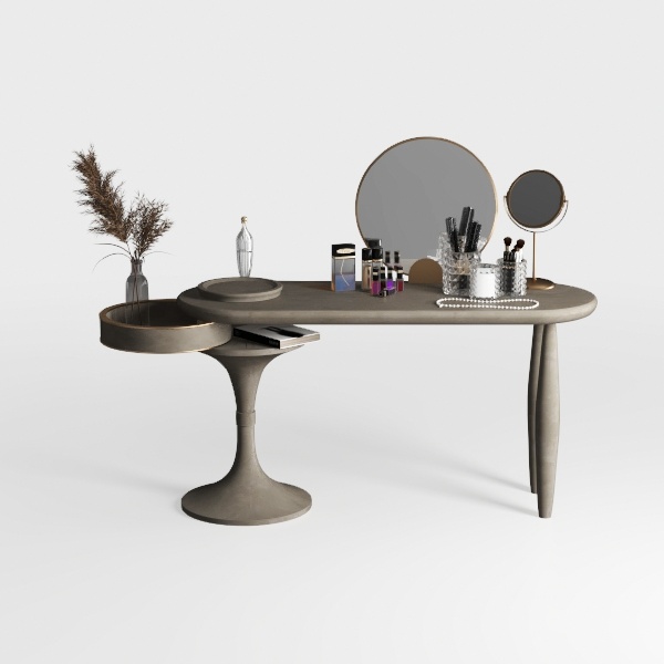 Generico Elegante Tavolo da Trucco con Specchio Regolabile a LED e cassetti - Scrivania da Trucco salvaspazio Grigia per la casa, 70x40 cm (27,5x15,7 Pollici) - Perfetto per Gli Amanti della Bellezza