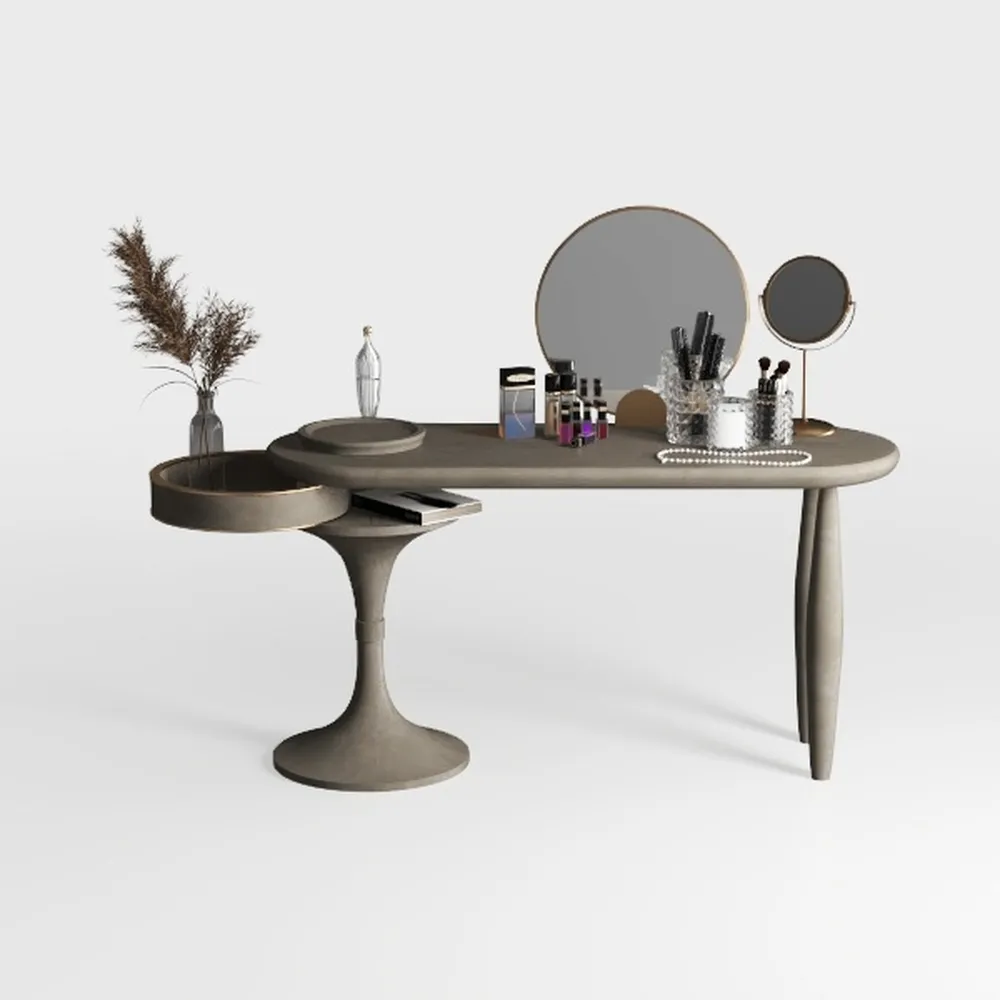 Generico Elegante Tavolo da Trucco con Specchio Regolabile a LED e cassetti - Scrivania da Trucco salvaspazio Grigia per la casa, 70x40 cm (27,5x15,7 Pollici) - Perfetto per Gli Amanti della Bellezza