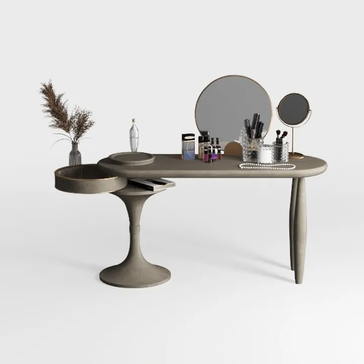 Generico Elegante Tavolo da Trucco con Specchio Regolabile a LED e cassetti - Scrivania da Trucco salvaspazio Grigia per la casa, 70x40 cm (27,5x15,7 Pollici) - Perfetto per Gli Amanti della Bellezza
