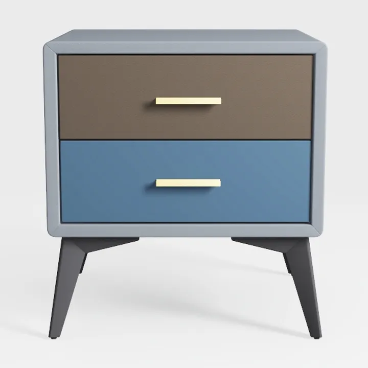 Mid Century Modern Two Tone Nightstand With Gold Hardware 3D Model