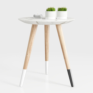 Round End Table - 2-Tone Mid-Century Modern Home