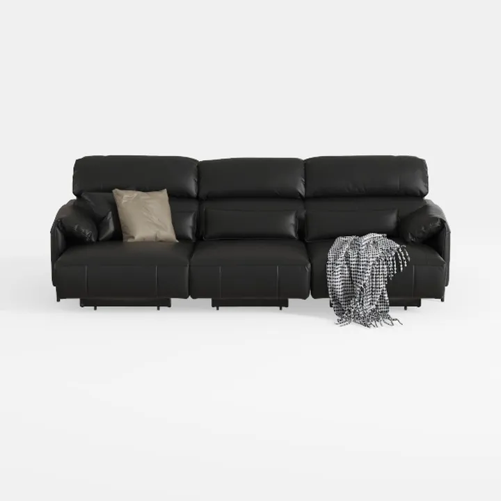 Modern Black Leather Reclining Sectional Sofa 3D Model