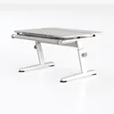 Minimalist White Height Adjustable Study Desk 3D Model Left 45 Degree View