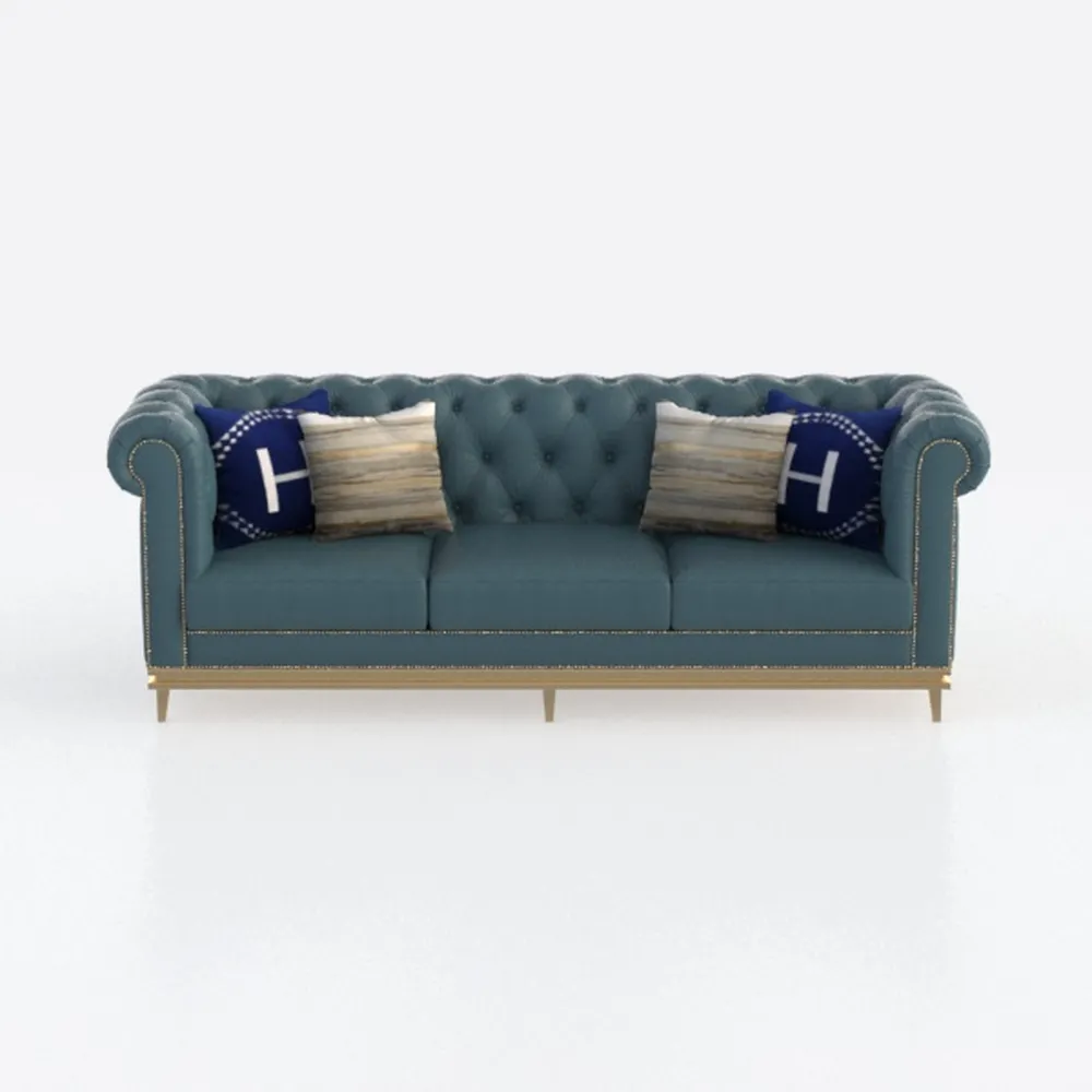 87.4" Velvet Sofa Couch, Mid-Century Modern Cheste