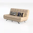 Minimalist Fabric Armless Sofa Bed with Decorative Throw Pillows 3D Model Left 45 Degree View