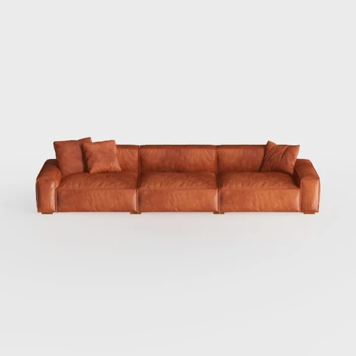 142" Comfy L Shaped Orange Sectional Couches for