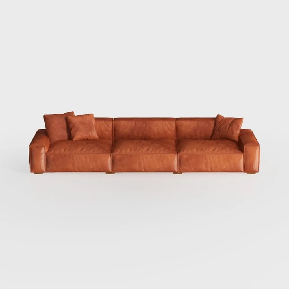 142" Comfy L Shaped Orange Sectional Couches for