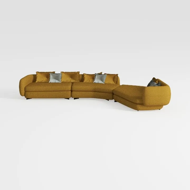 Gold Velvet Curved Sofa