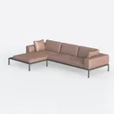 Modern Minimalist Leather L Shaped Sectional Sofa 3D Model Left 45 Degree View