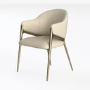 Modern Minimalist Leather Gold Metal Armchair 3D Model Left 45 Degree View