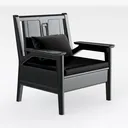 Minimalist Black Solid Wood Upholstered Armchair 3D Model Right 45 Degree View