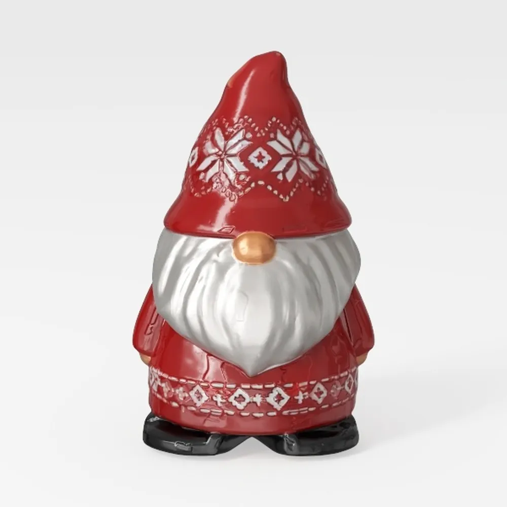 Bico Red Christmas Gnome 11 inch Air Tight Cookie Jar_ai generated