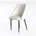 Minimalist White Fabric Upholstered Dining Armchair 3D Model Left 45 Degree View
