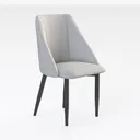 Minimalist White Fabric Upholstered Dining Armchair 3D Model Right 45 Degree View
