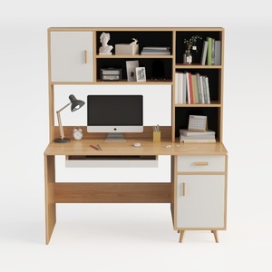 Xorgeximo Wooden Computer Desk with Bookshelf and