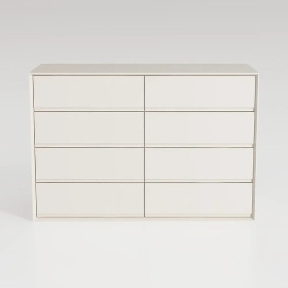 Fluted White Dresser for Bedroom, 6 Drawer Dresser