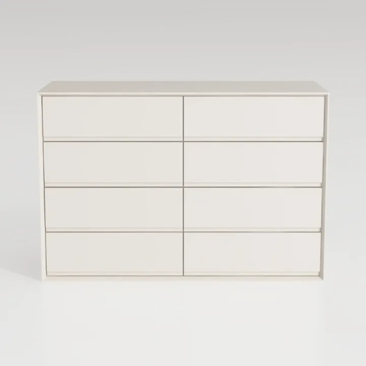 Fluted White Dresser for Bedroom, 6 Drawer Dresser