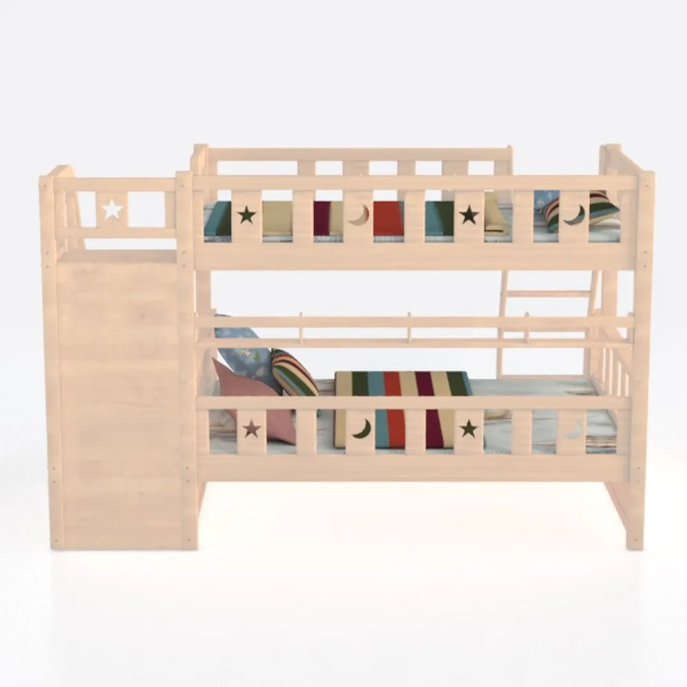 Full XL Over Queen Bunk Bed with Full Length Guard