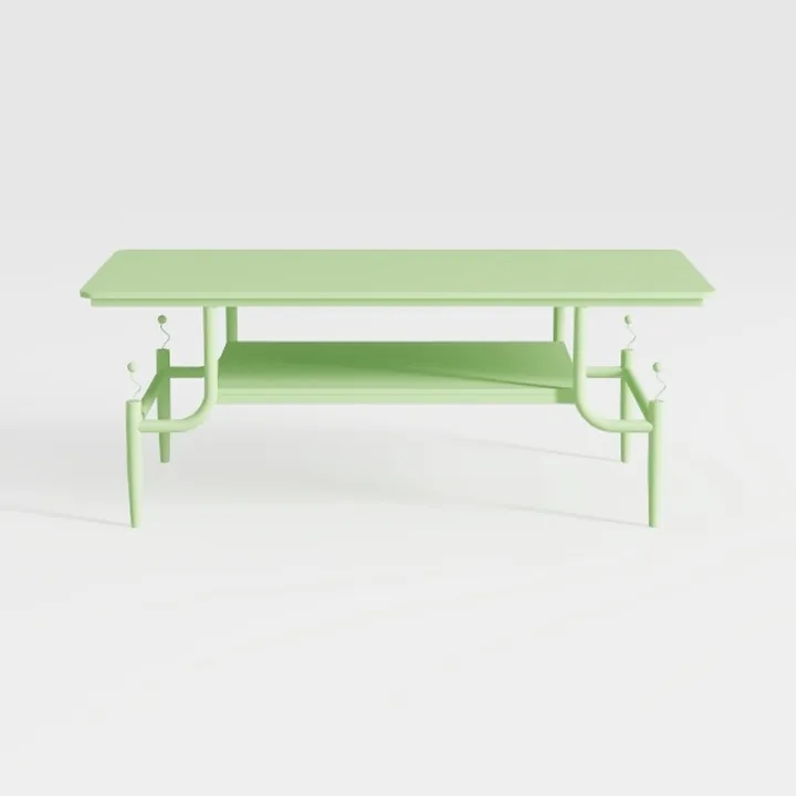 Modern Pastel Green Solid Wood Double Tier Coffee Table 3D Model