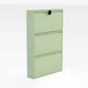 Minimalist Mint Green Metal 3 Drawer Cabinet with Combination Lock 3D Model Right 45 Degree View