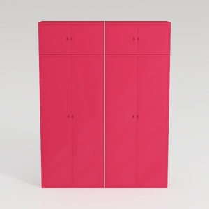 Modern Bright Pink Solid Wood Wardrobe 3D Model