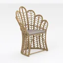 Bohemian Rattan Accent Chair with Cushion 3D Model Right 45 Degree View