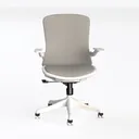 Minimalist White Fabric Office Chair 3D Model Left 45 Degree View