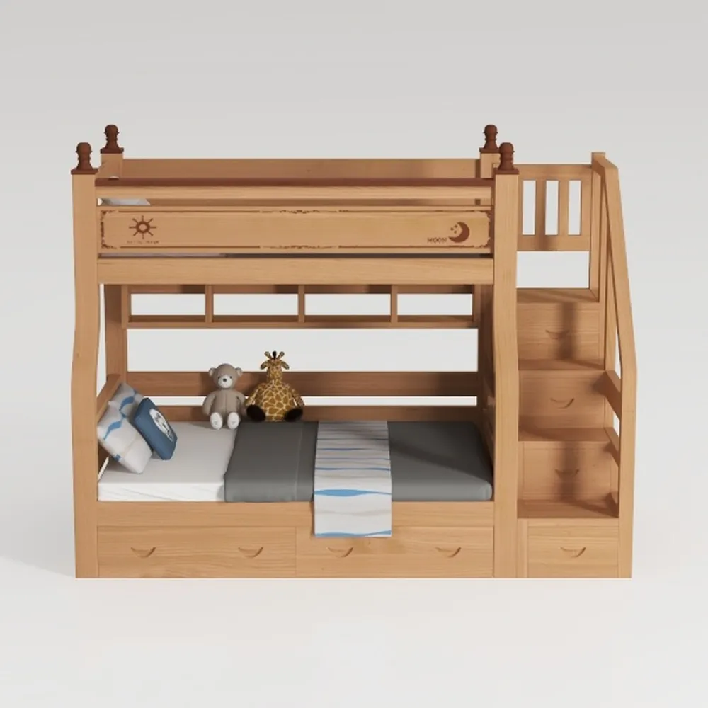 Merax Wood Bunk Bed with Drawers,Convertible Wood 