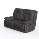 Modern Black Leather Tufted 2 Seat Recliner Sofa 3D Model Left 45 Degree View