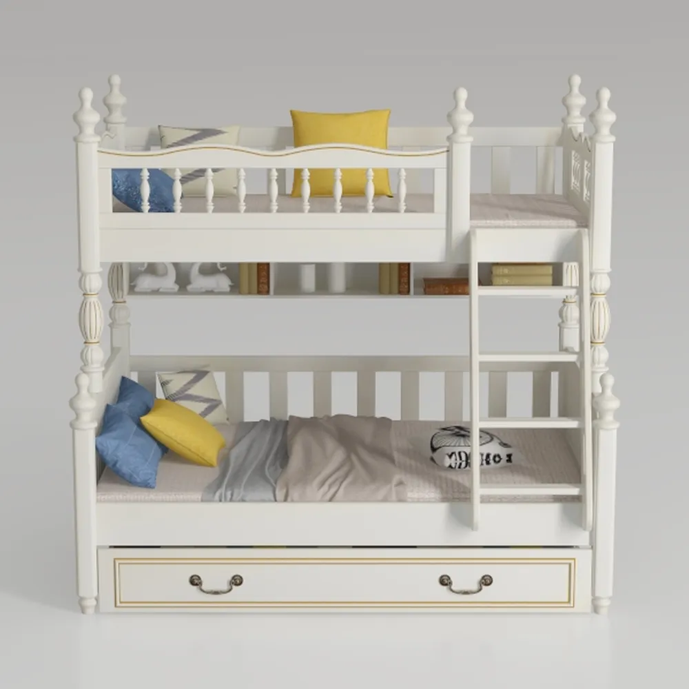 Twin Over Twin Bunk Bed Frame with 2 Drawers Safet