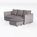 Minimalist Grey Fabric L Shaped Sectional Sofa 3D Model Left 45 Degree View