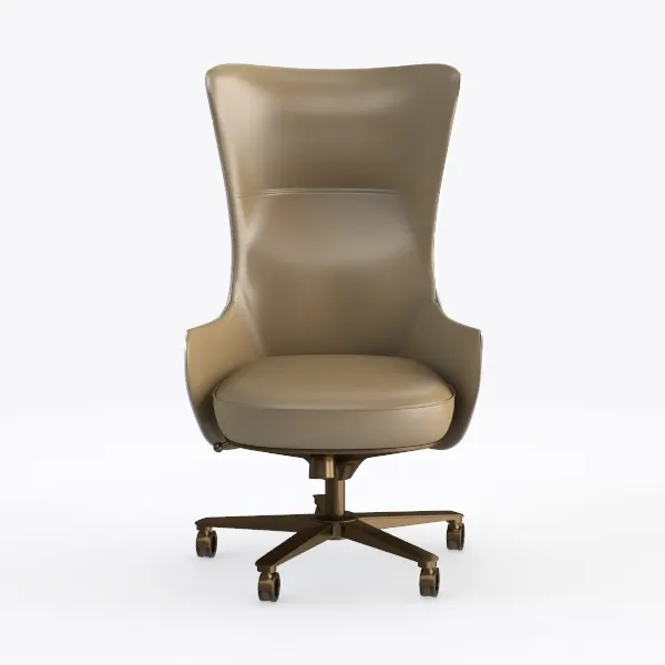 Modern Leather High Back Office Chair 3D Model Front View