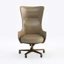 Modern Leather High Back Office Chair 3D Model Front View