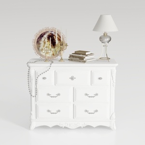 French Style White Solid Wood Dresser with Carved Details 3D Model