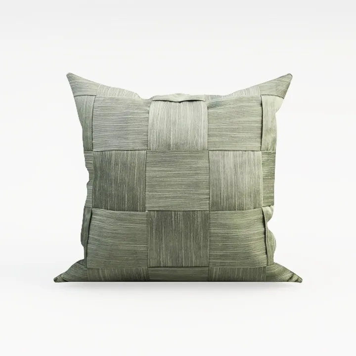 Minimalist Sage Green Woven Fabric Throw Pillow 3D Model