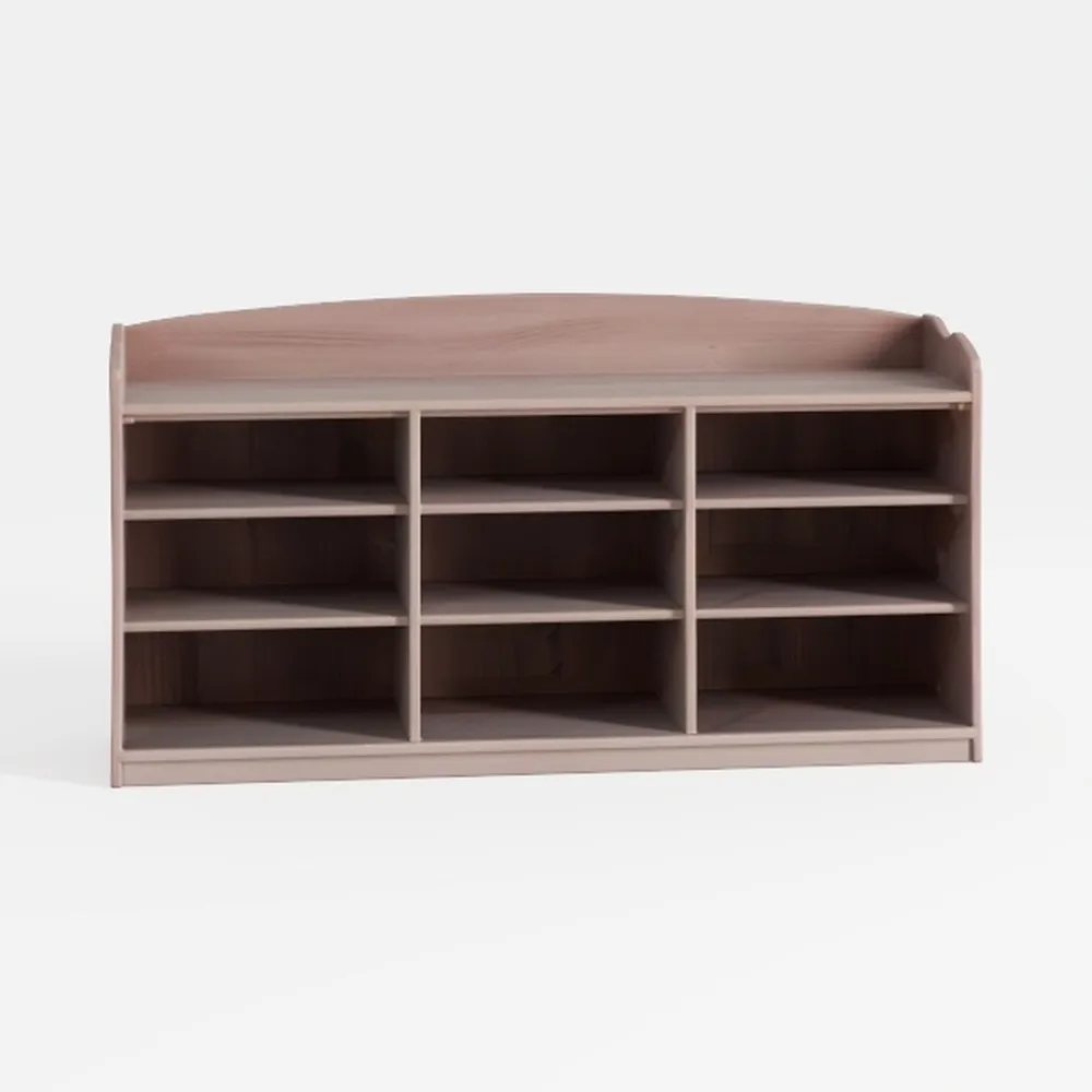 Wooden Shoe Storage Bench, Nine Storage Shelves, E