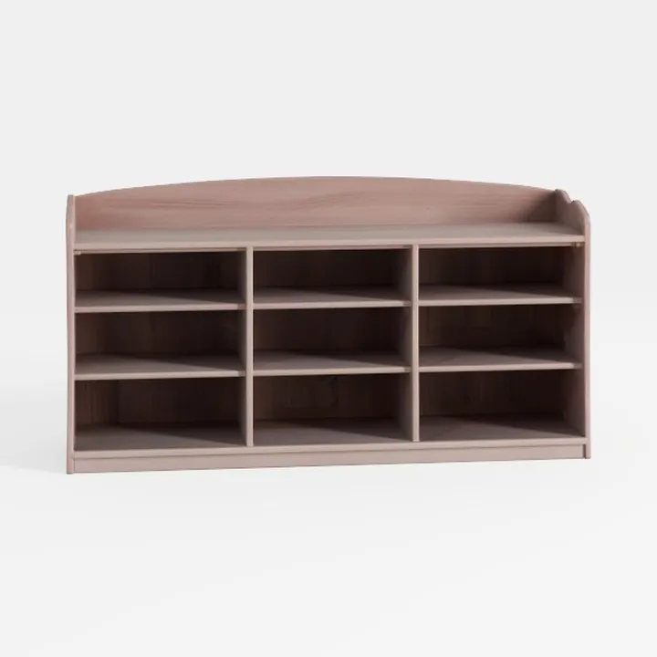 Wooden Shoe Storage Bench, Nine Storage Shelves, E