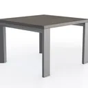 Minimalist Solid Wood Top Metal Legs Square Dining Table 3D Model Right 45 Degree View