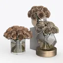 Modern Glass Metal Floral Arrangement Decor 3D Model Left 45 Degree View